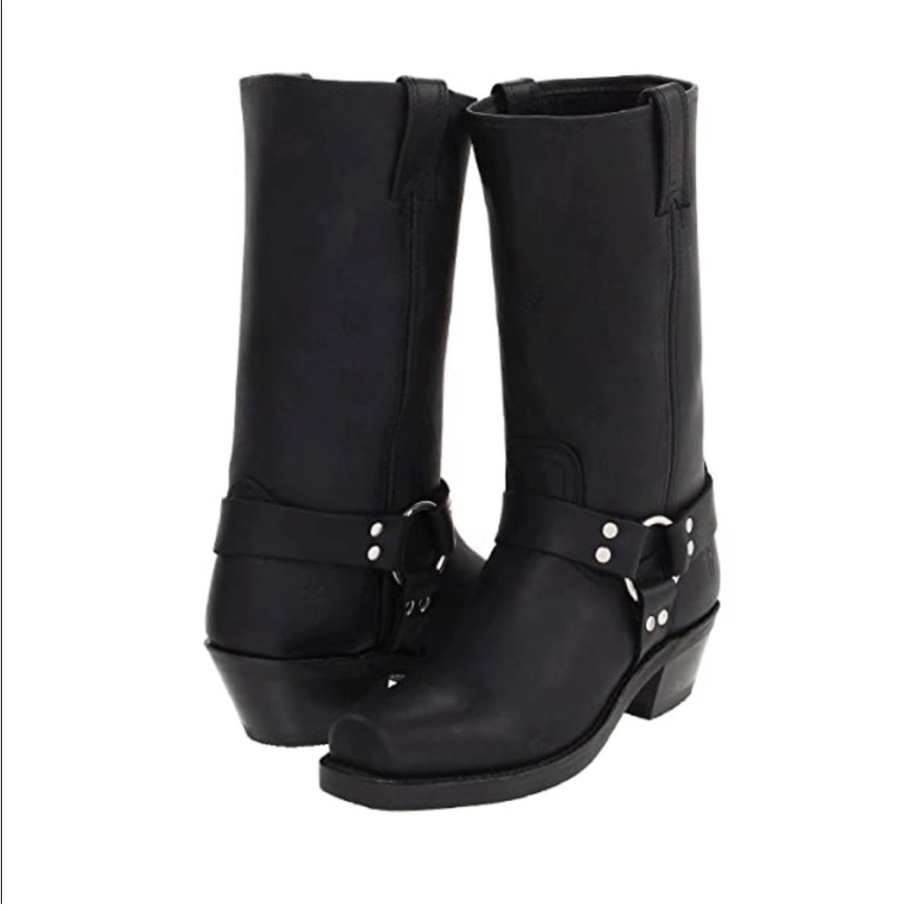 Frye Black Leather Harness Boot
